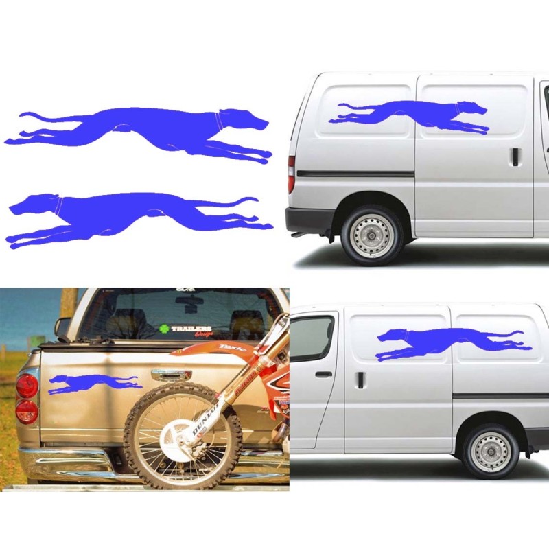 2 Galgos corriendo versión collar (1 derecha y 1 izquierda), pegatina de vinilo