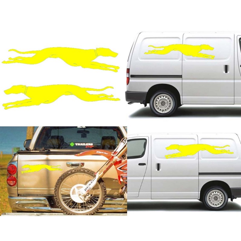 2 Galgos corriendo versión collar (1 derecha y 1 izquierda), pegatina de vinilo