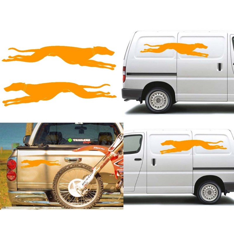 2 Galgos corriendo versión collar (1 derecha y 1 izquierda), pegatina de vinilo