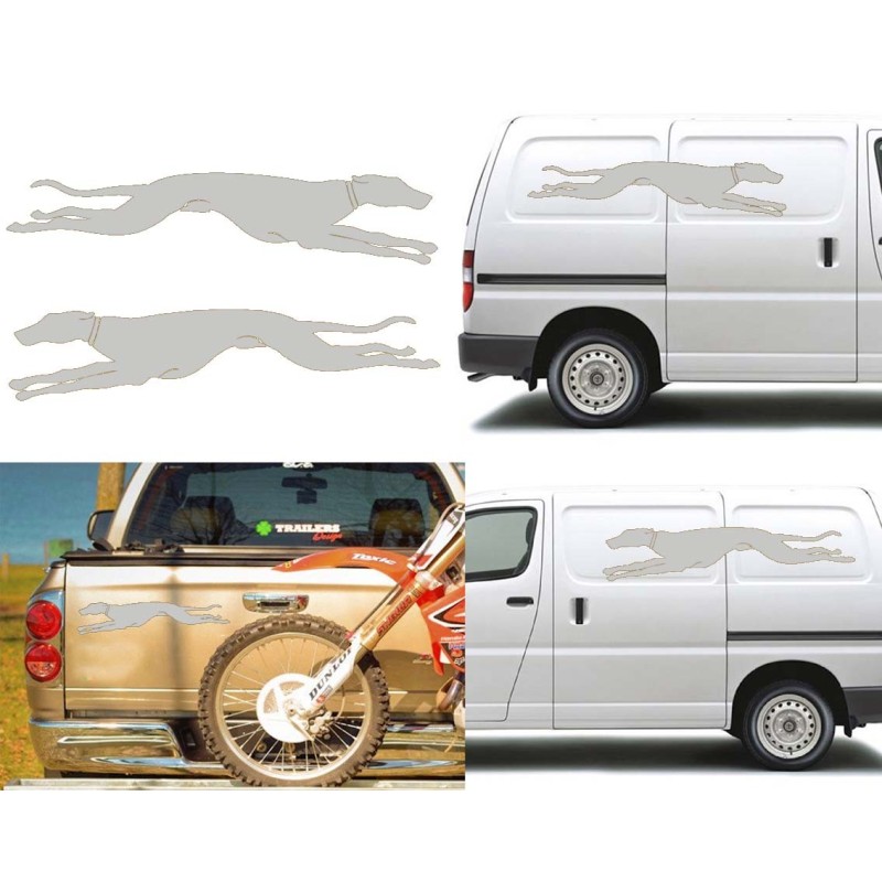 2 Galgos corriendo versión collar (1 derecha y 1 izquierda), pegatina de vinilo