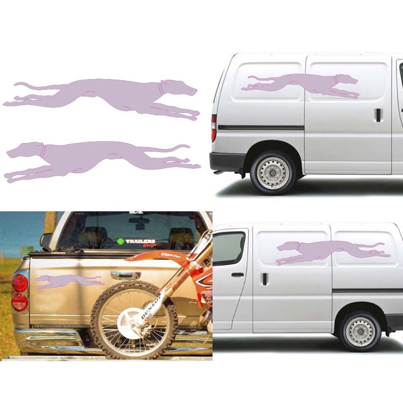 2 Galgos corriendo versión collar (1 derecha y 1 izquierda), pegatina de vinilo