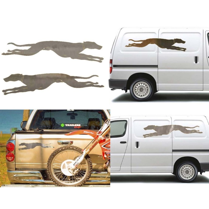 2 Galgos corriendo versión collar (1 derecha y 1 izquierda), pegatina de vinilo