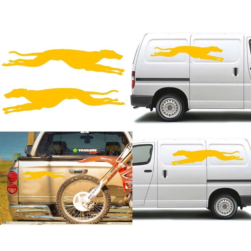 2 Galgos corriendo versión collar (1 derecha y 1 izquierda), pegatina de vinilo