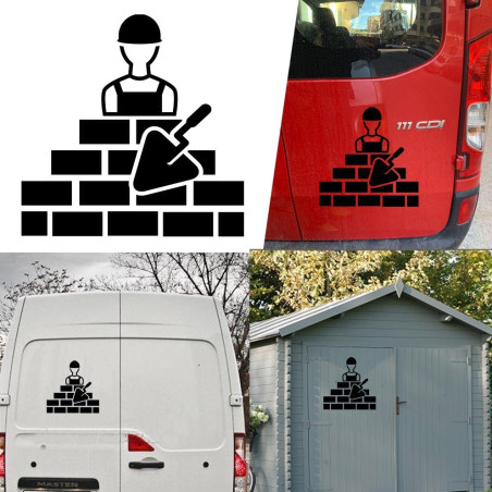 Albañil, obrero, peón construcción versión v1, pegatina de vinilo