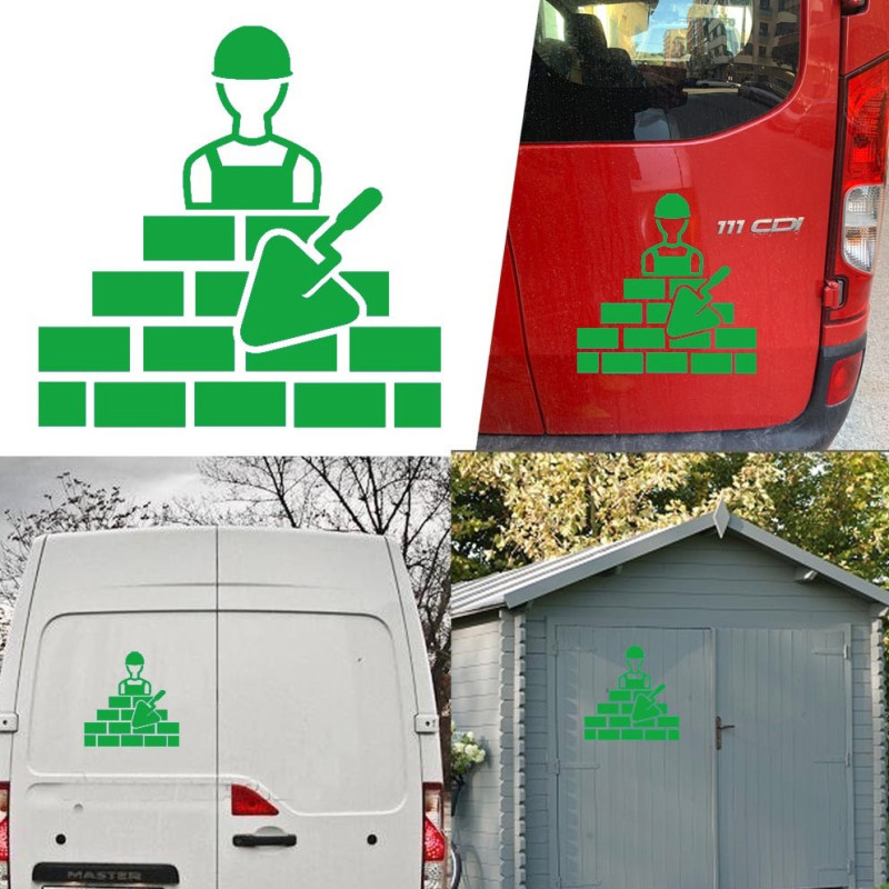 Albañil, obrero, peón construcción versión v1, pegatina de vinilo