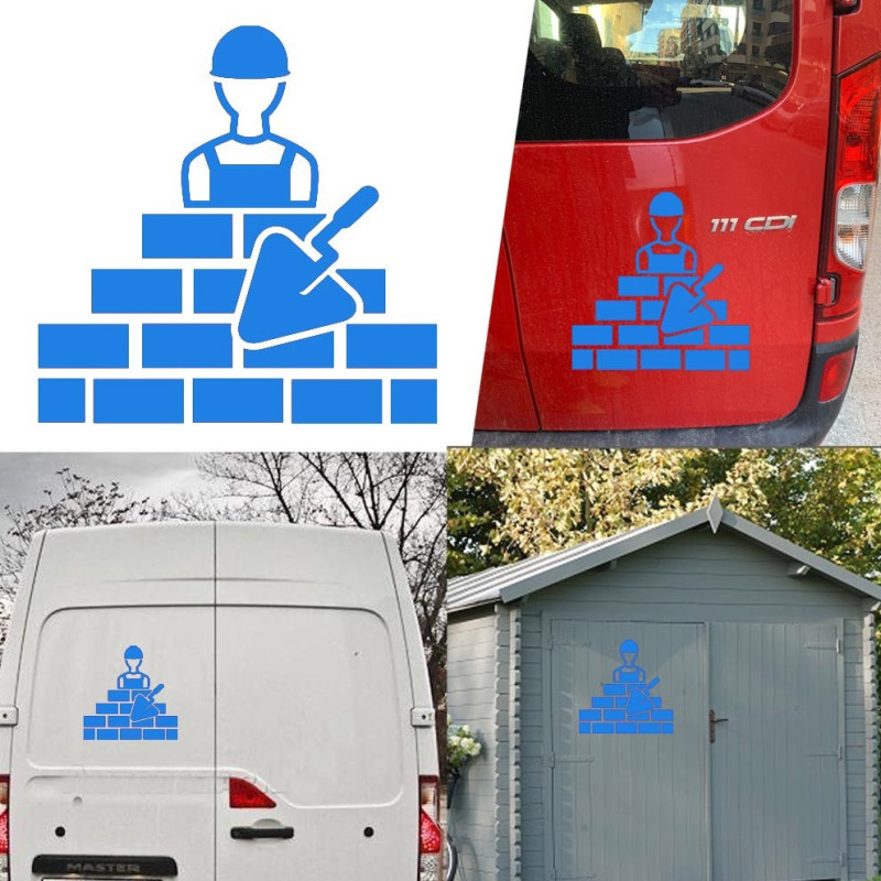 Albañil, obrero, peón construcción versión v1, pegatina de vinilo