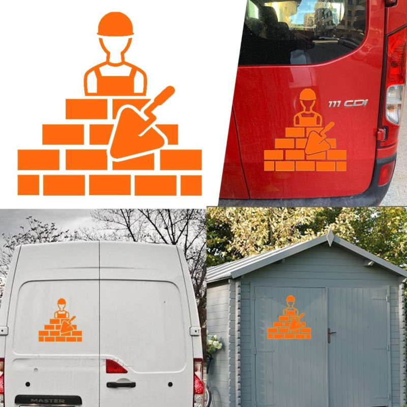 Albañil, obrero, peón construcción versión v1, pegatina de vinilo