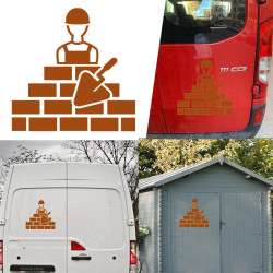 Albañil, obrero, peón construcción versión v1, pegatina de vinilo