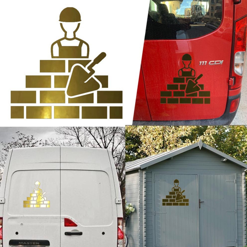 Albañil, obrero, peón construcción versión v1, pegatina de vinilo